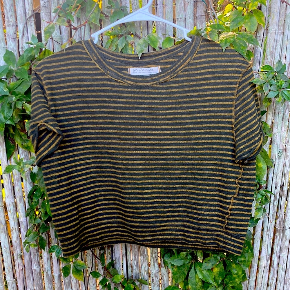 Free People medium shirt gold and grey